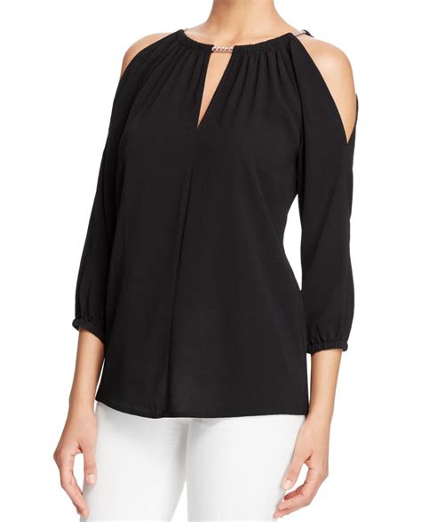 black michael michael kors furman off the shoulder top|Michael Kors stretch tops.